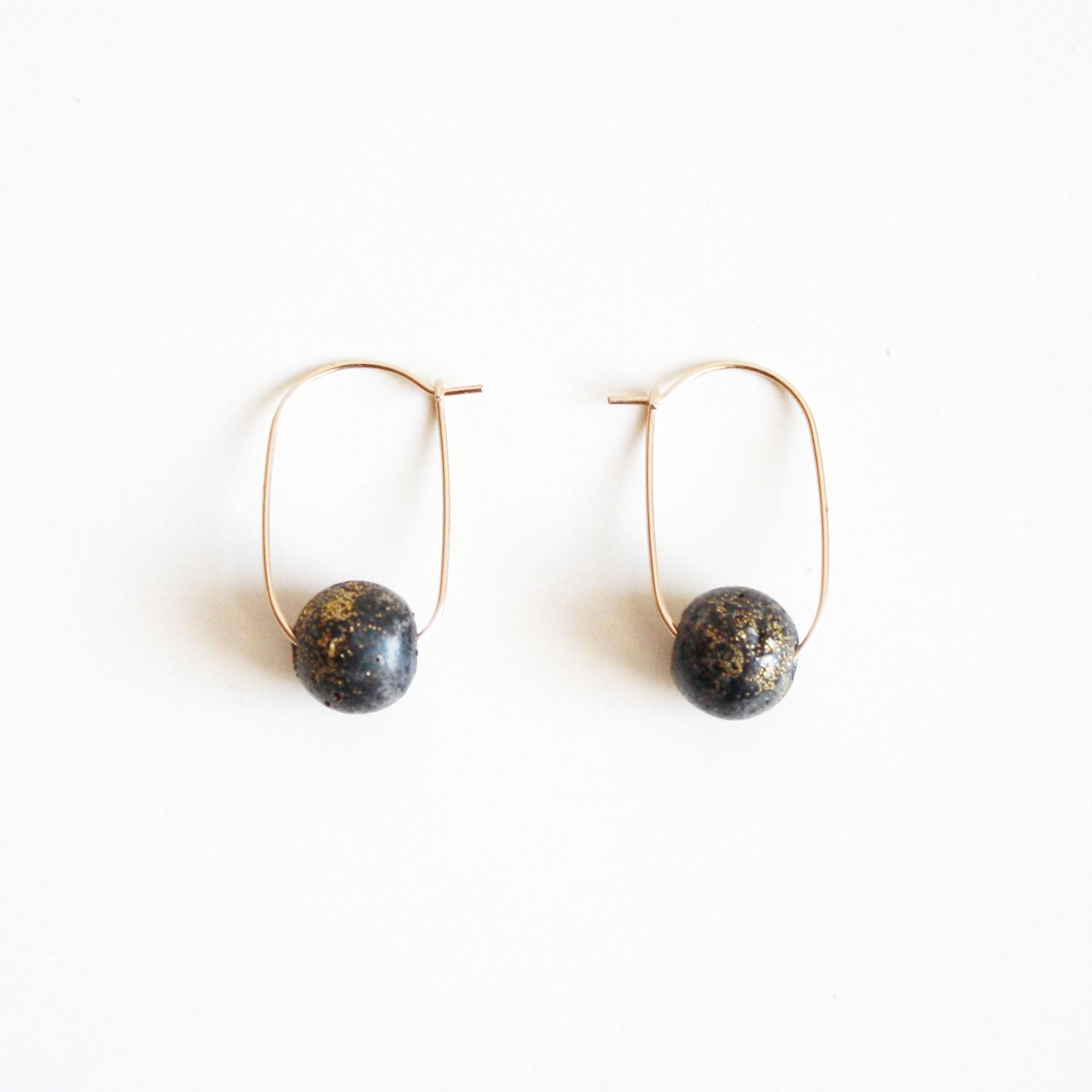 Oval Hoop Earrings with Small Black Balls – Hooks and Luxe